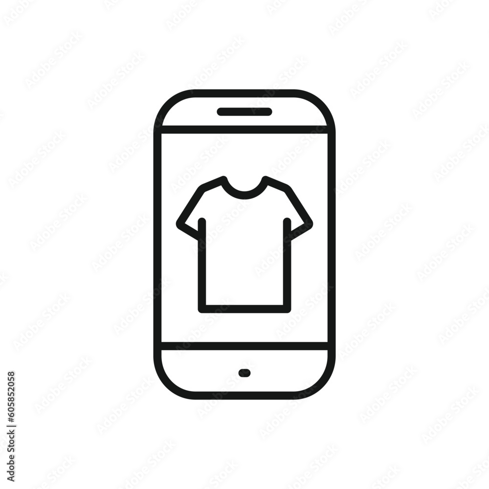 Editable Icon of Smartphone with T-Shirt, Online Shopping Concept, Vector illustration isolated on white background. using for Presentation, website or mobile app Editable Icon of Smartphone with T-Shirt, Online Shopping Concept, Vector illustration isolated on white background. using for Presentation, website or mobile app