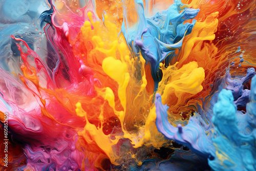 Wallpaper Mural A close up of a colorful liquid painting. Generative AI. Torontodigital.ca