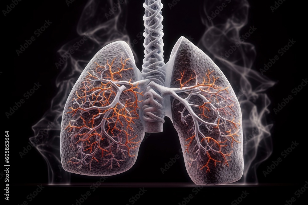 Human Lungs with smoke, Lung disease from smoking, pm 2.5 and air ...