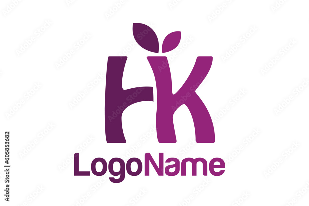Letter HK and leaf concept. Very suitable for symbol, logo, company name, brand name, personal name, icon and many more. Letter HK and leaf concept. Very suitable for symbol, logo, company name, brand name, personal name, icon and many more.