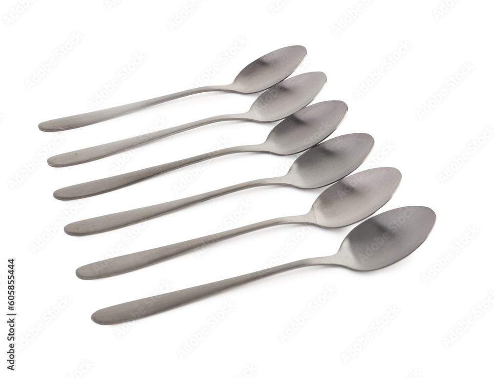 Stainless steel spoons on white background Stainless steel spoons on white background