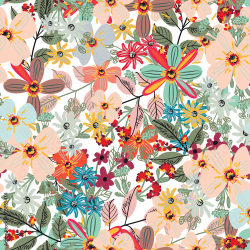 seamless pattern with flowers vector