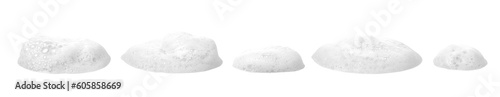collection of detergent bubble, white foam bubbles, isolated with clipping path
