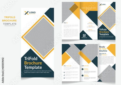 Professional corporate modern business trifold brochure design, Creative corporate modern business trifold brochure template