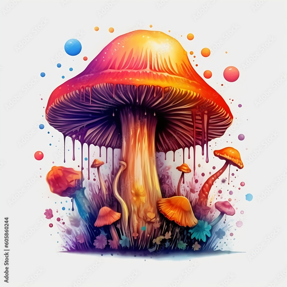 AI generated: vector cartoon style magic fantasy mushrooms glowing in the dark, isolated on white background. For web, video games, user interface, design printing. AI generated: vector cartoon style magic fantasy mushrooms glowing in the dark, isolated on white background. For web, video games, user interface, design printing.