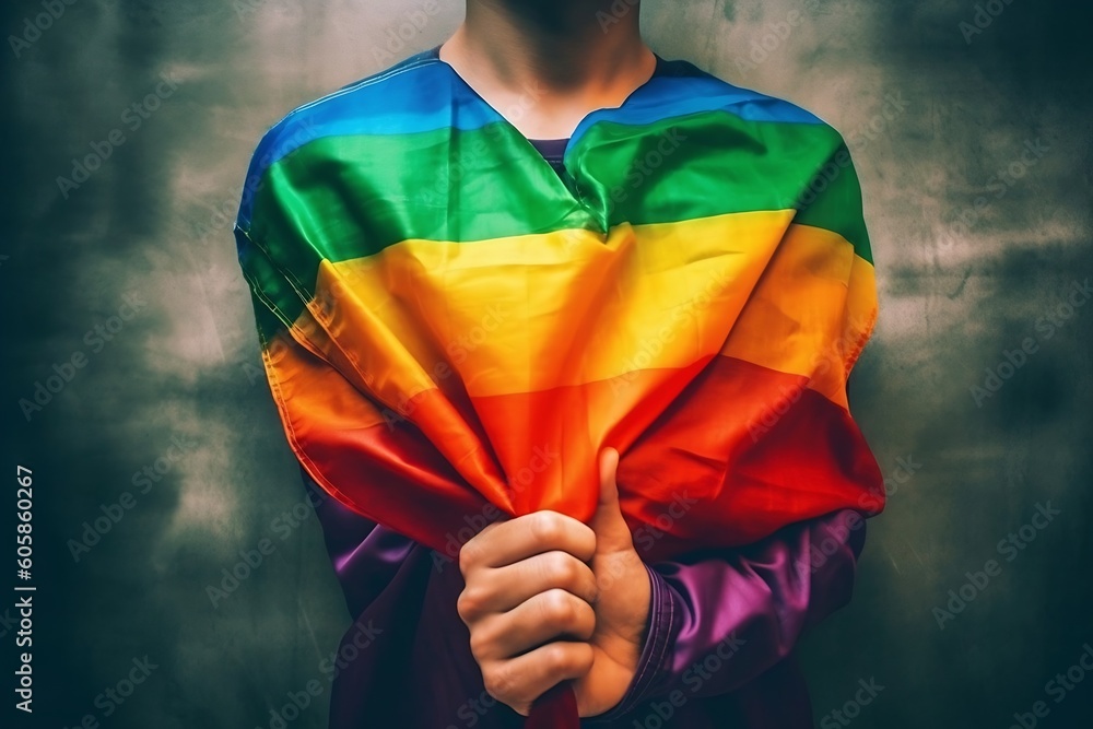 Fototapeta premium AI generated: LGBTQ Style Art with Pride Flags and Vibrant Colors Celebrating Inclusivity and Diversity