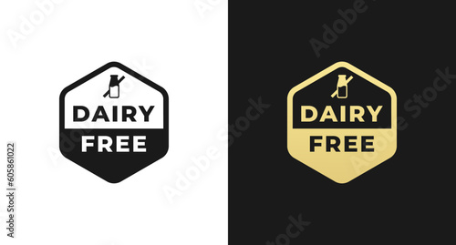Dairy free sign or Dairy free label vector isolated in flat style. Best Dairy free sign vector for product packaging design element. Dairy free label for packaging design element.