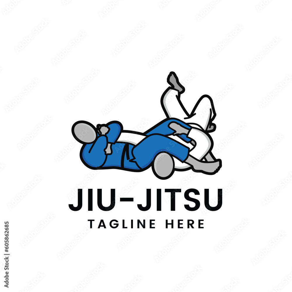 Martial art Brazilian Jiu- Jitsu Judo logo sport symbol illustration Vector