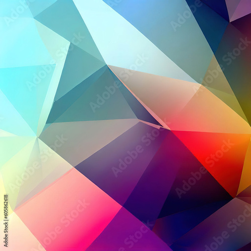 Polygon triangle abstract background colorful rainbow with Generative AI.