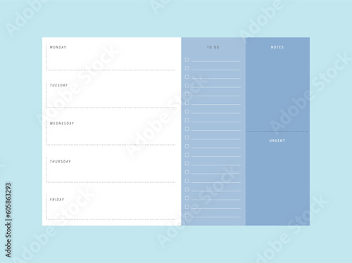 (Ocean) Week of memo planner. 