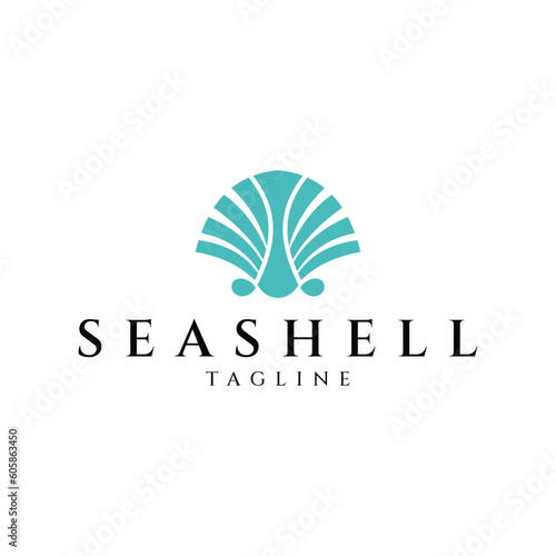 Seashell Oyster logo design vector illustration