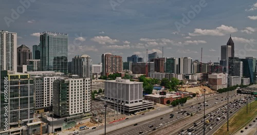 Atlanta Georgia Aerial v825 flyover midtown along Interstate 85 freeway towards Georgia tech institute campus capturing rush hour traffics and downtown cityscape - Shot with Mavic 3 Cine - May 2022 photo