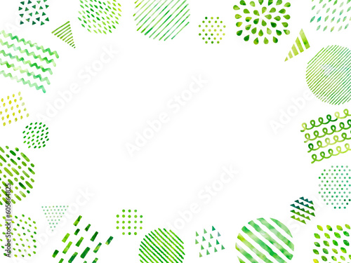 緑色の水彩風の抽象的な模様のフレーム