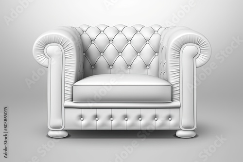 white leather buttoned-back chair Generative AI