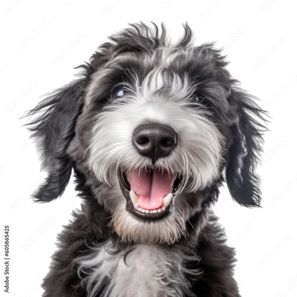 a Bernadoodle Dog puppy, happy, smiling, and healthy, Pet-themed, photorealistic illustrations in a PNG, cutout, and isolated. Generative AI a Bernadoodle Dog puppy, happy, smiling, and healthy, Pet-themed, photorealistic illustrations in a PNG, cutout, and isolated. Generative AI