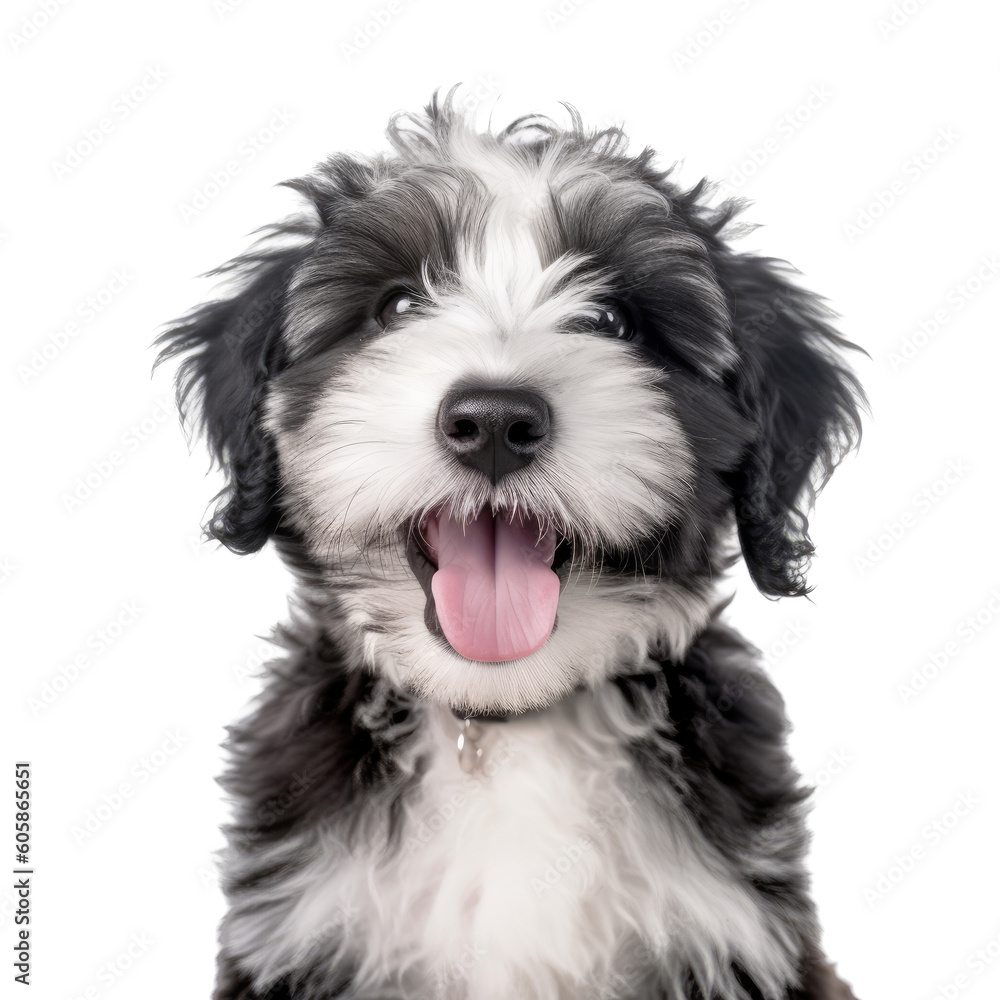 a Bernadoodle Dog puppy, happy, smiling, and healthy, Pet-themed, photorealistic illustrations in a PNG, cutout, and isolated. Generative AI a Bernadoodle Dog puppy, happy, smiling, and healthy, Pet-themed, photorealistic illustrations in a PNG, cutout, and isolated. Generative AI