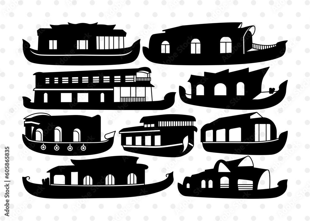 Houseboat SVG, Houseboat Silhouette, Boat House Svg, Boat Svg