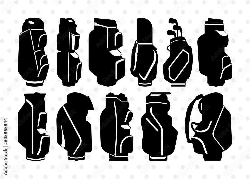 Golf Cart Bag SVG, Bag Silhouette, Sports Svg, Golfing Svg, Golf Bag Svg, Sports Lover Svg, Golf