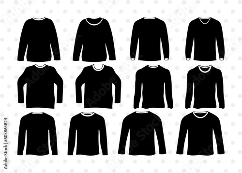 Long Sleeve Tshirt SVG, Tshirt Silhouette, Plain Tshirt Svg, Tshirt Icon Svg, Man Dress Svg, Men Wear Svg, Men Clothe Svg, Tshirt Bundle