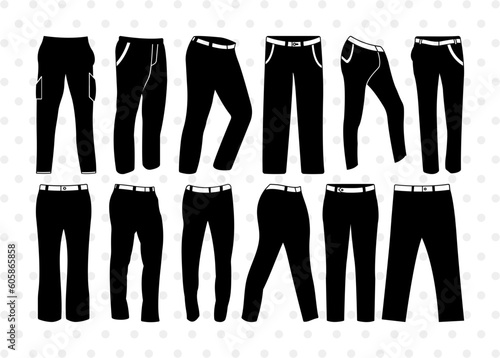 Full Pant SVG, Full Pant Silhouette, Long Pant Svg, Pant Icon Svg, Jeans Pant Svg, Trousers Svg, Man Wear Svg, Full Pant Bundle