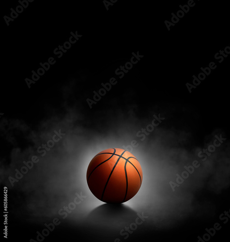 basketball with on black background with smoke © Retouch man