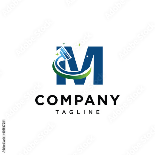  Letter M cleaning care logo icon vector template.eps