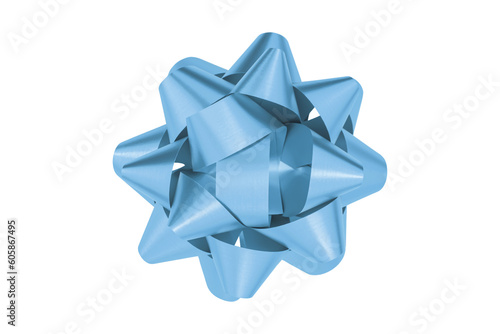 light blue gift bow ribbon isolated on transparent background