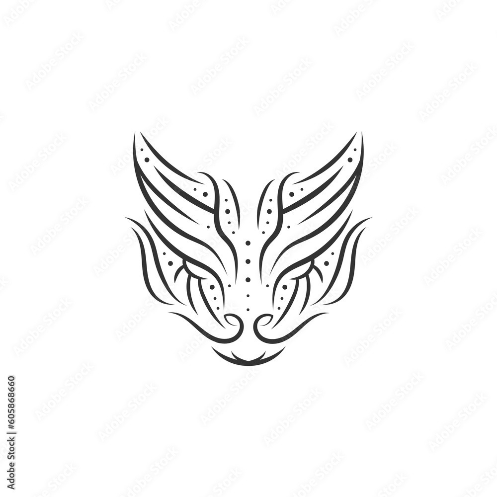 Naklejka premium Animal Tribal Tattoo - Wild Cat / Lynx