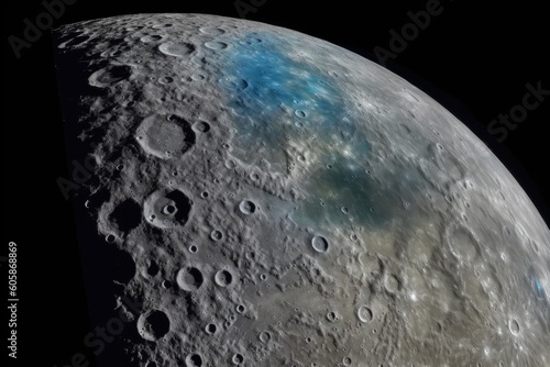 close-up view of the moon in a dark space Generative AI