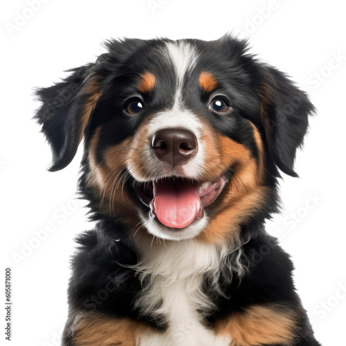 a Bernese Mountain Dog puppy, happy, smiling and healthy, Pet-themed, photorealistic illustrations in a PNG, cutout, and isolated. Generative AI