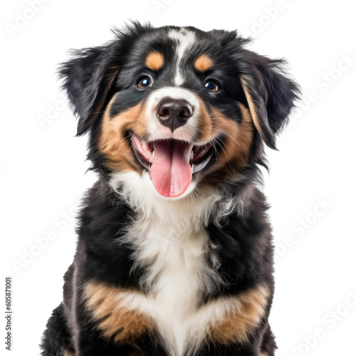 a Bernese Mountain Dog puppy, happy, smiling and healthy, Pet-themed, photorealistic illustrations in a PNG, cutout, and isolated. Generative AI