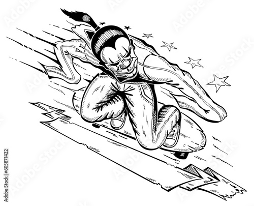 Clown Skateboarder Tattoo