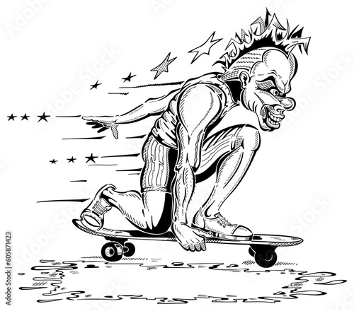 Clown Skateboarder Tattoo