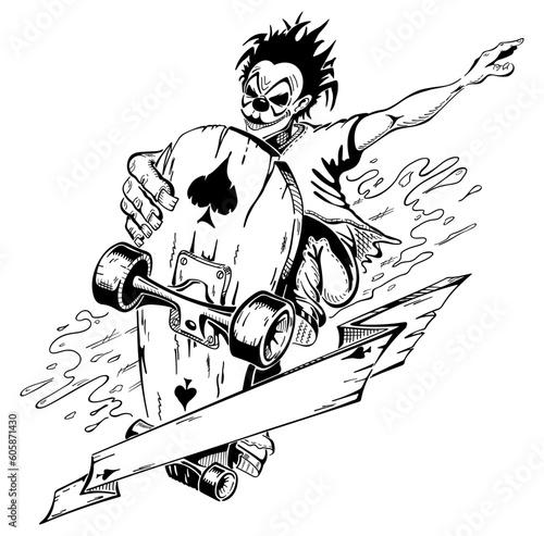 Clown Skateboarder Tattoo