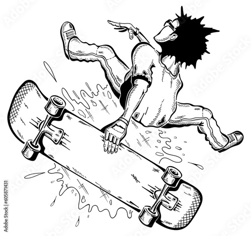 Hipster Skateboarder Tattoo