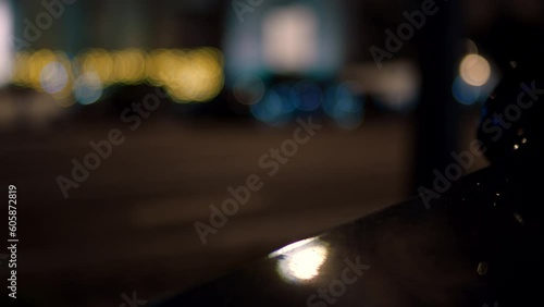 Wallpaper Mural Cars pass on calm street in paris, france during nighttime. Defocus, low angle Torontodigital.ca
