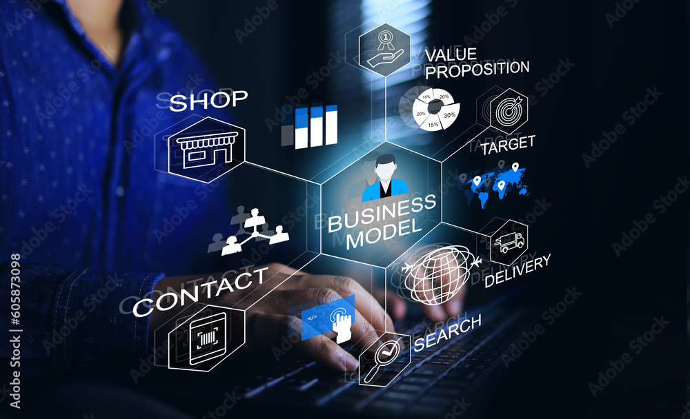 Businessman planing a business via a business model before take investment in market. Business info graphic concept. Businessman planing a business via a business model before take investment in market. Business info graphic concept.