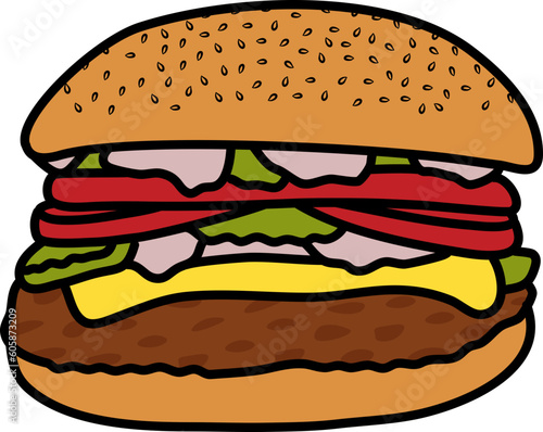Tomato Hamburger Illustration