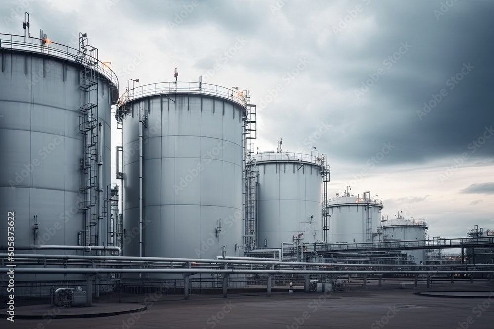 modern petrochemical plant with reactors and converters under heavy sky with copyspace modern petrochemical plant with reactors and converters under heavy sky with copyspace