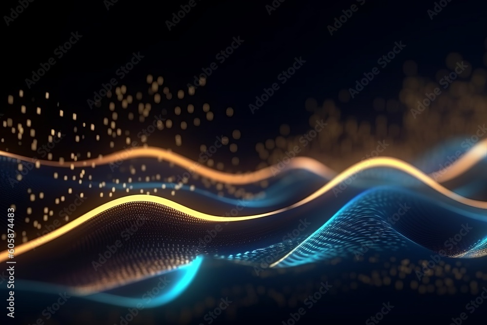 Abstract Bokeh Sci-Fi: High-Speed Data Transfer on a Neon Futuristic Wallpaper, Generative AI. Abstract Bokeh Sci-Fi: High-Speed Data Transfer on a Neon Futuristic Wallpaper, Generative AI.