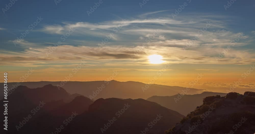 Time lapse from Pico Ruivo mountain with a sunset. Madeira, Portugal Time lapse from Pico Ruivo mountain with a sunset. Madeira, Portugal
