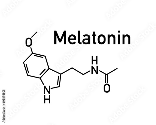 Chemical formula of melatonin. Vector illustration