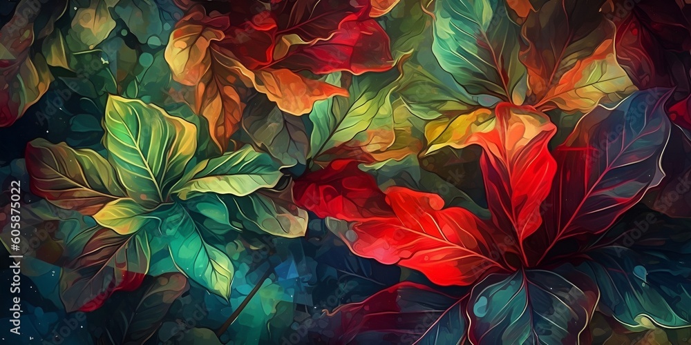Colorful leaves placed on a background Colorful leaves placed on a background