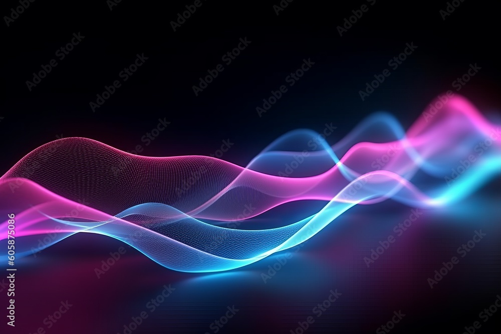 Glowing Futuristic Lines: Abstract Data Transfer in a Neon Sci-Fi Wallpaper, Generative AI. Glowing Futuristic Lines: Abstract Data Transfer in a Neon Sci-Fi Wallpaper, Generative AI.