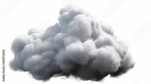 3d render of realistic white cloud isolated on transparent background, Generative AI