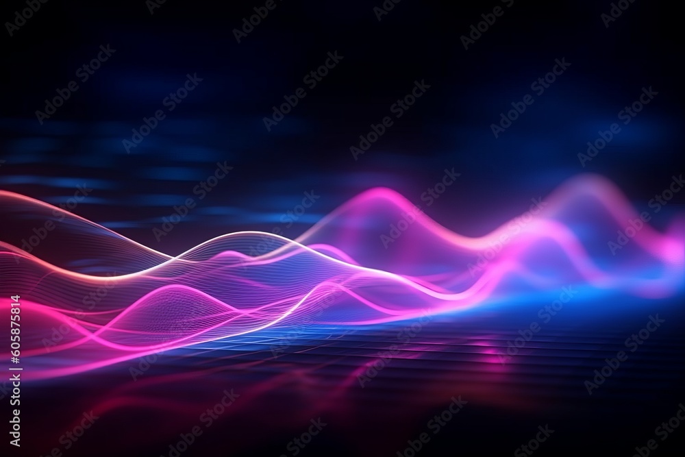 Futuristic Neon Waves: Dynamic Data Movement in an Abstract Sci-Fi Background, Generative AI. Futuristic Neon Waves: Dynamic Data Movement in an Abstract Sci-Fi Background, Generative AI.