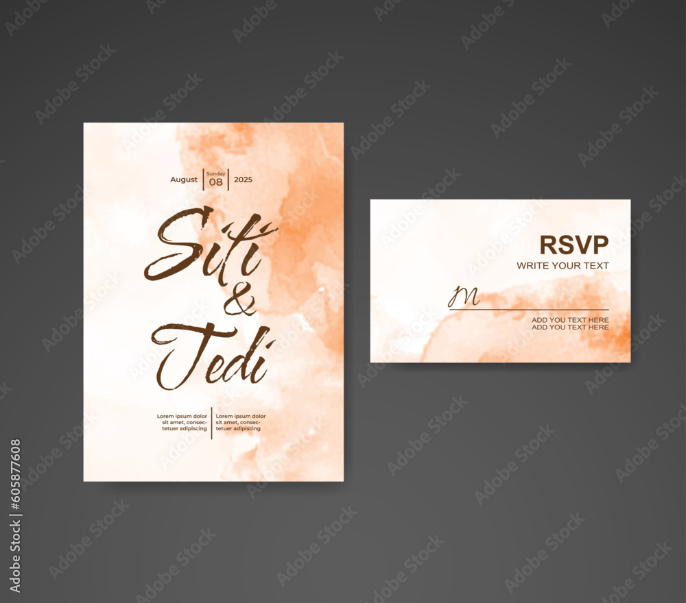 Wedding invitation with abstract watercolor background Wedding invitation with abstract watercolor background