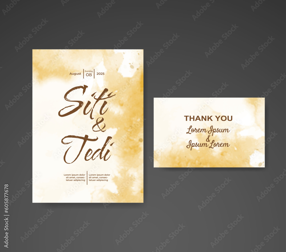 Wedding invitation with abstract watercolor background