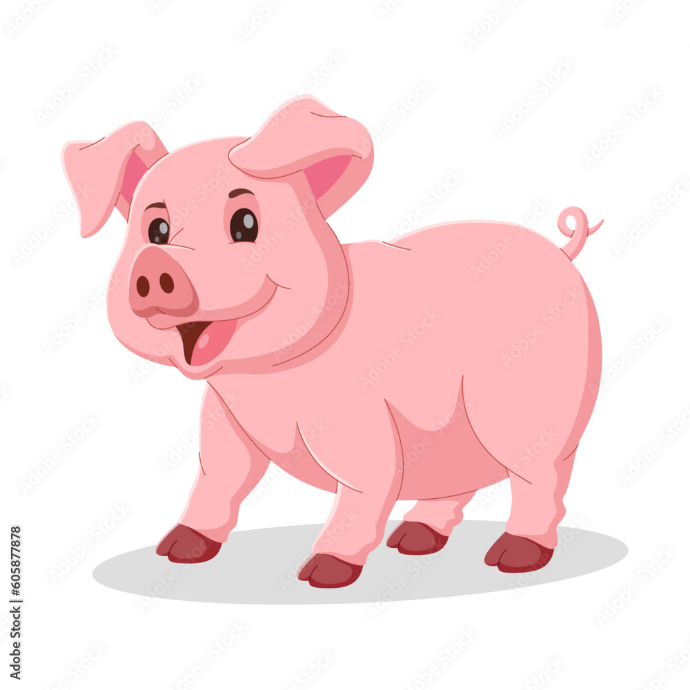 Happy pig cartoon character. cute pig cartoon isolated on white background. Vector illustration Happy pig cartoon character. cute pig cartoon isolated on white background. Vector illustration