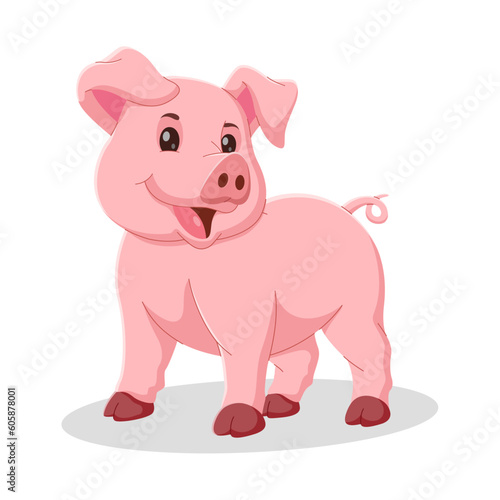 Fototapeta Naklejka Na Ścianę i Meble -  Happy pig cartoon character. cute pig cartoon isolated on white background. Vector illustration